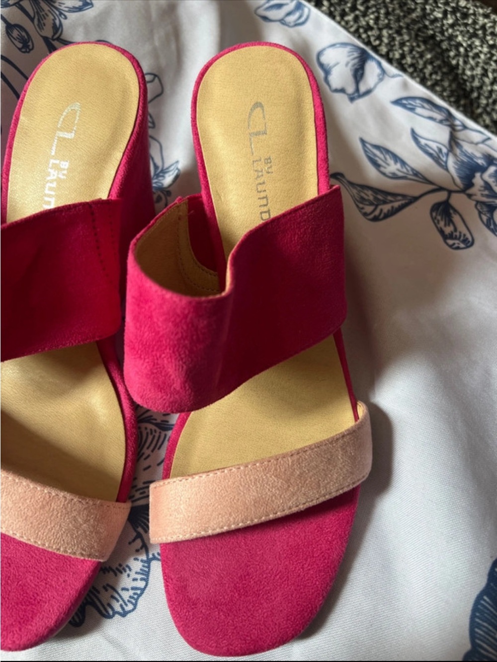 CL by Laundry Pink and Blush Suede Slide Mules